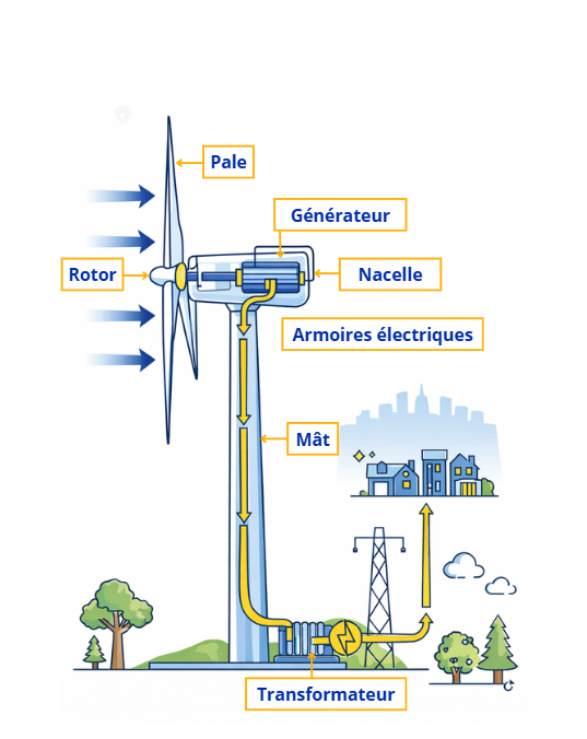 Comment marche une éolienne, les composants
